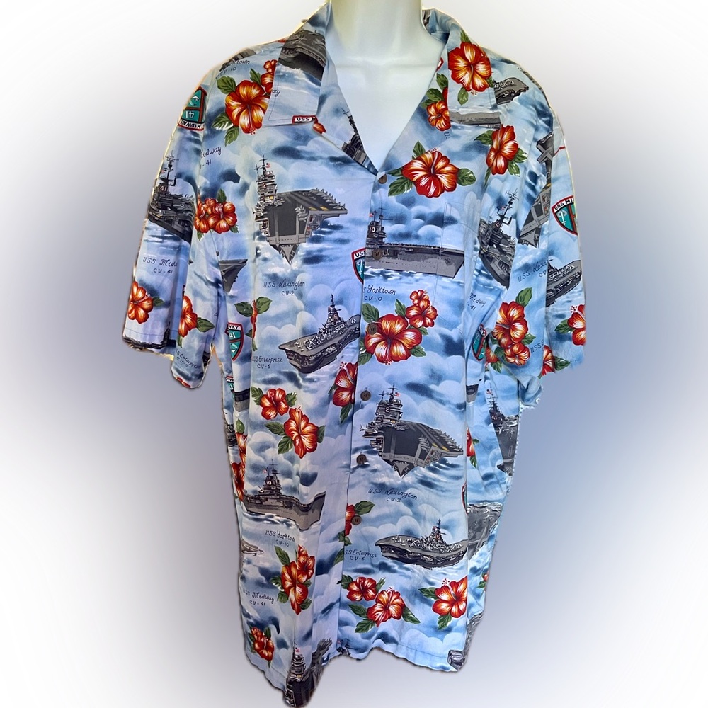 KALAHEO USS Midway Men’s Aircraft Carrier Hawaiian Shirt